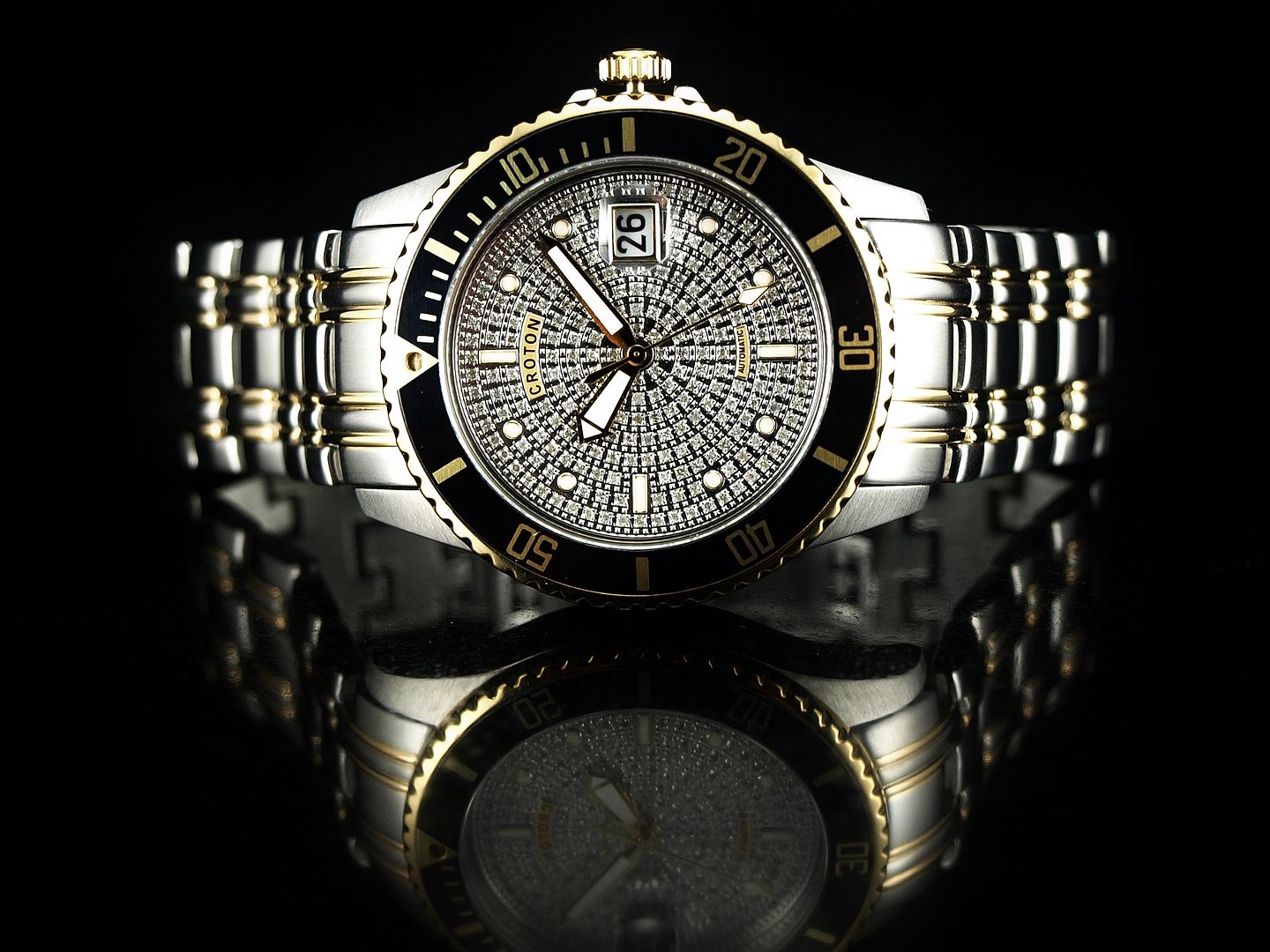 Croton CN301142 Men Limited Ed 1.2Ct Genuine Pave Diamond Dial Auto TT