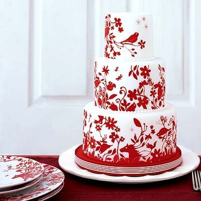 white red wedding cake fall