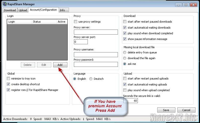 Upload Manager For Rapidshare Files