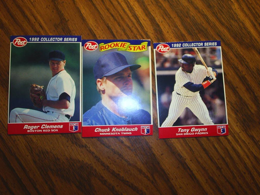POST Baseball cards 1) 1992 Roger Clemen, Red Sox 2) Chuck Knobla