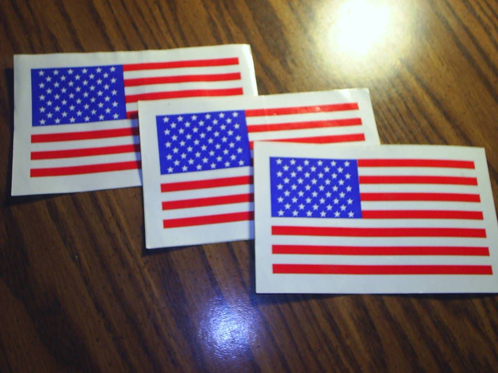 American Flag Stickers set of 3