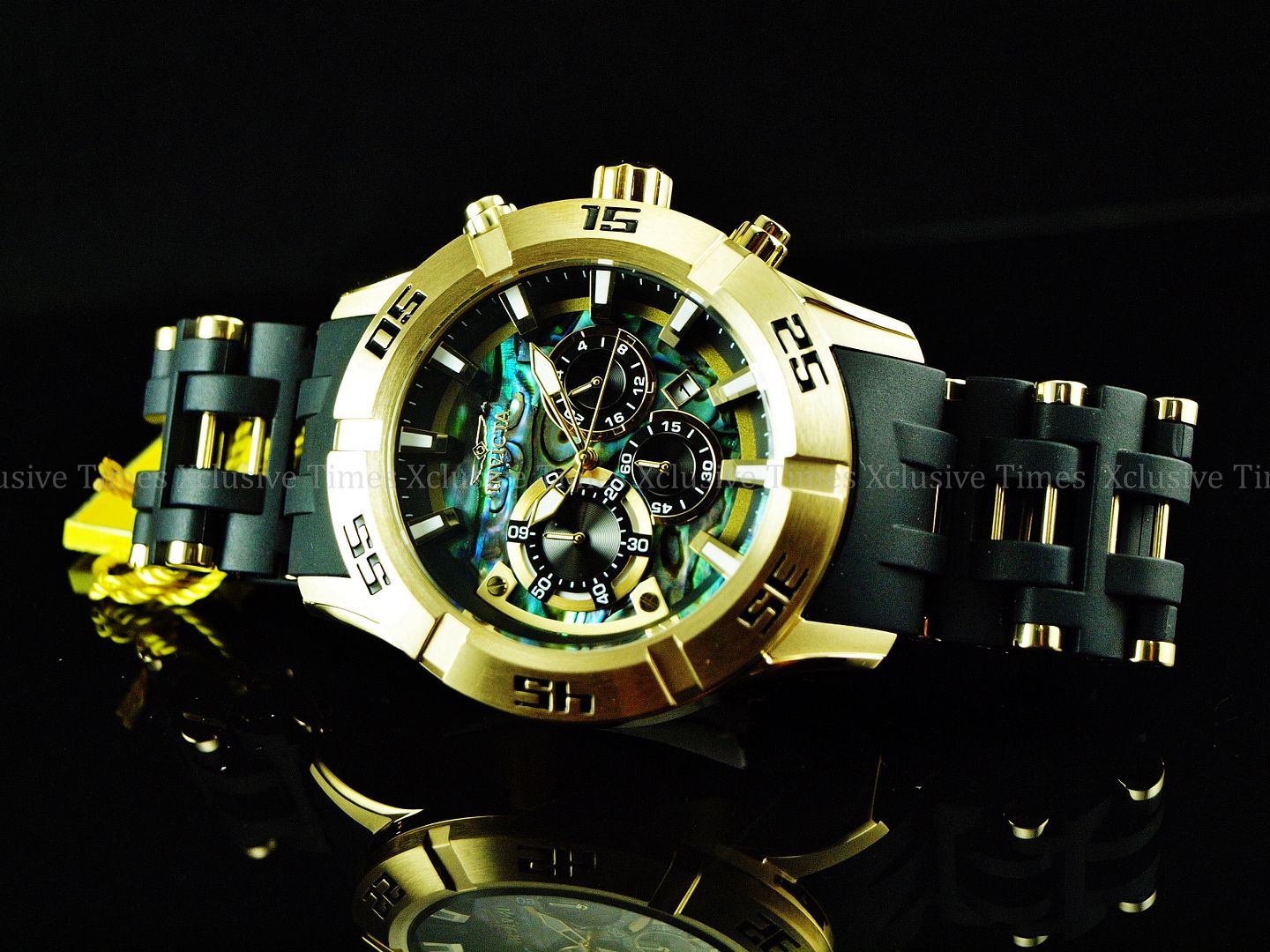 Details about New Invicta Men 50mm Sea Spider 2 Abalone Dial Chrono 18K GP  Poly Bracelet Watch