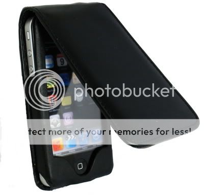 Black Leather Skin Case Cover Pouch for iPhone 4 4G 4G  