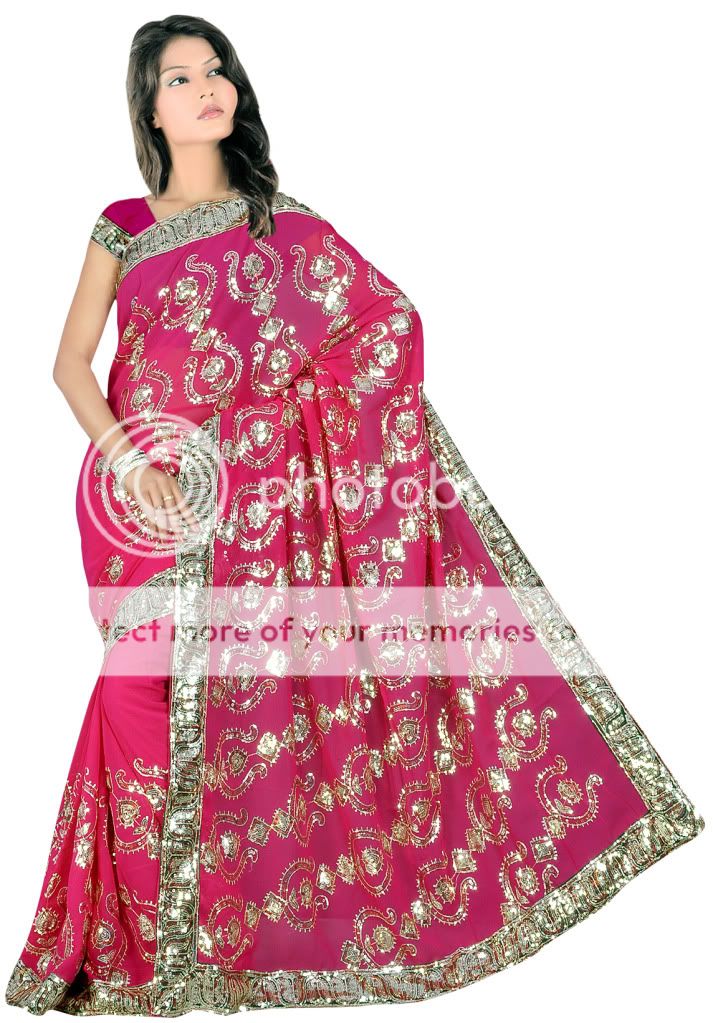   Sequin Resham Embroidery Sari Saree Bellydance skirt top veil fabric K