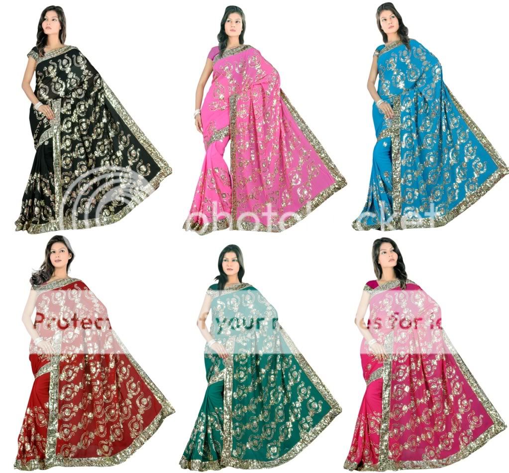   Sequin Resham Embroidery Sari Saree Bellydance skirt top veil fabric K