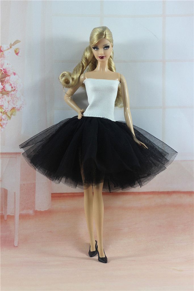 Lovely Black Pink Ballet Skirt tutu Dress outfit clothes For 11.5in.Doll