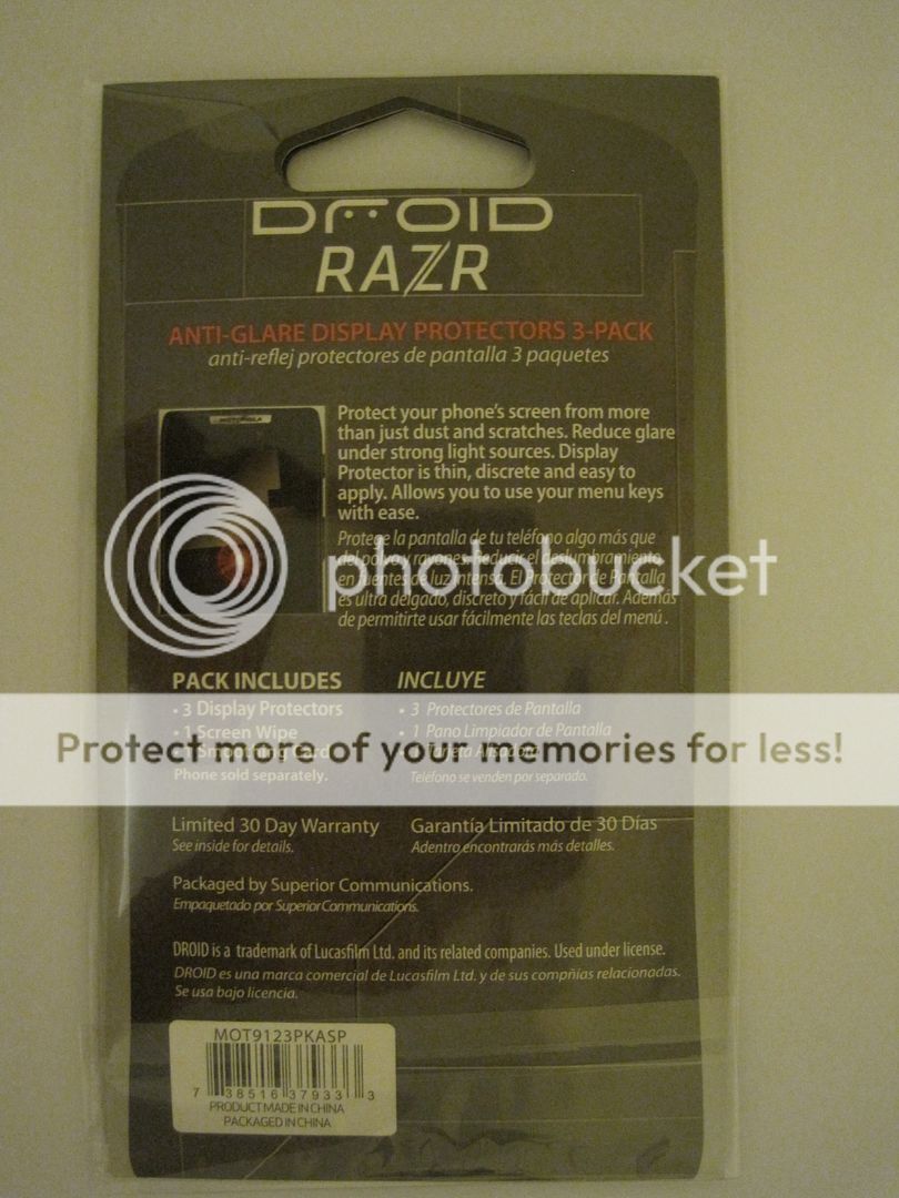   Protectors for Motorola Droid RAZR MAXX Verizon OEM 3 Pack  